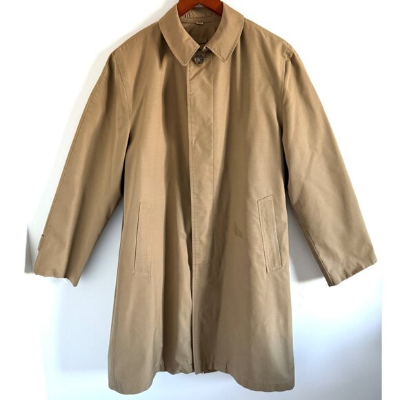 Vintage Briarcliff Tan Trench Raincoat Men’s 38R Zip Out Liner Made in Okinawa - Picture 2 of 11